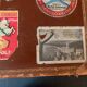 Old travel suitcase and legendary stickers, 1920