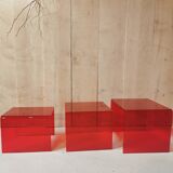 Red plexiglass nesting tables