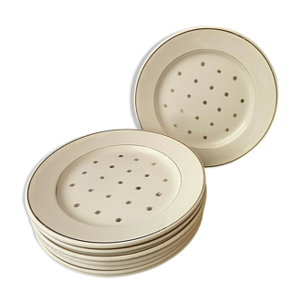 Set of 8 dessert plates in half porcelain of Lunéville model Sylvie