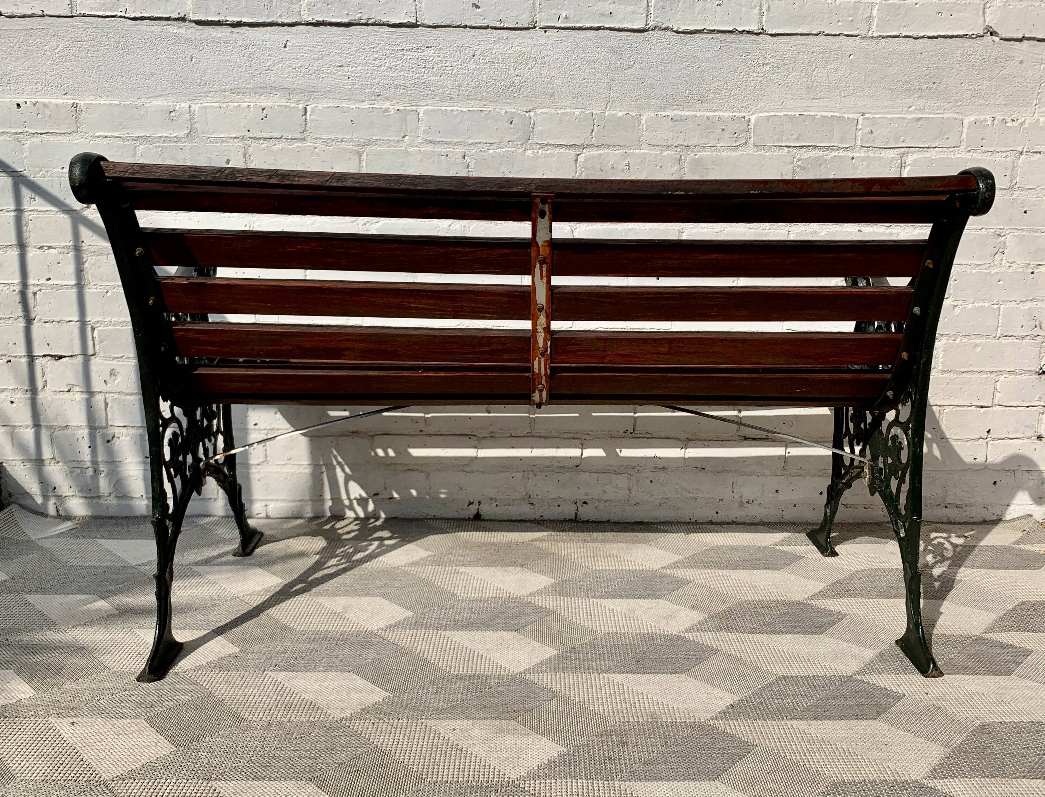 Vintage Victorian Garden Bench Cast Iron Wood #D43