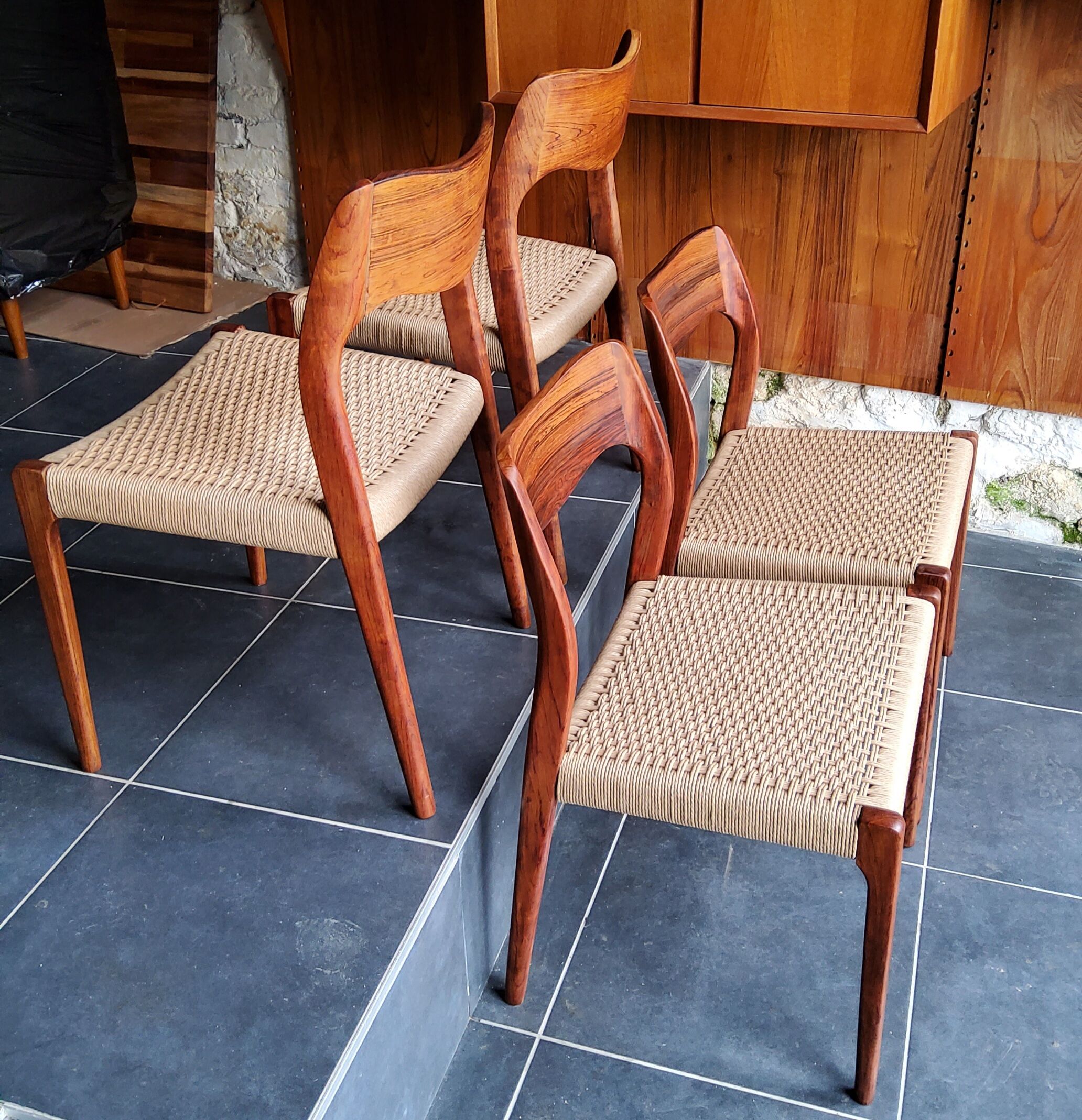 4 rosewood chairs by Niels Otto Møller model 71, Denmark 1950