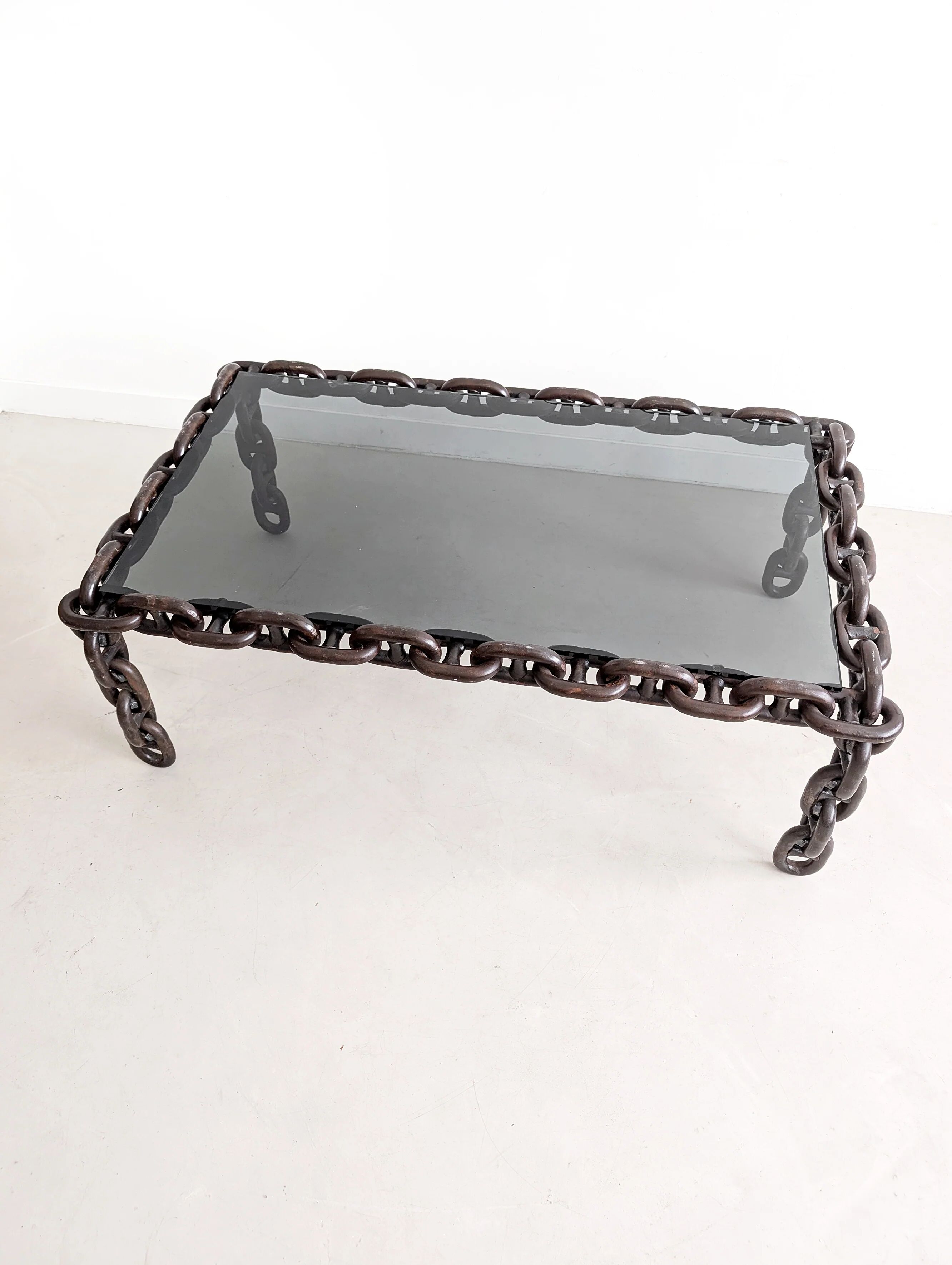 Brutalist chain link coffee table 1970s