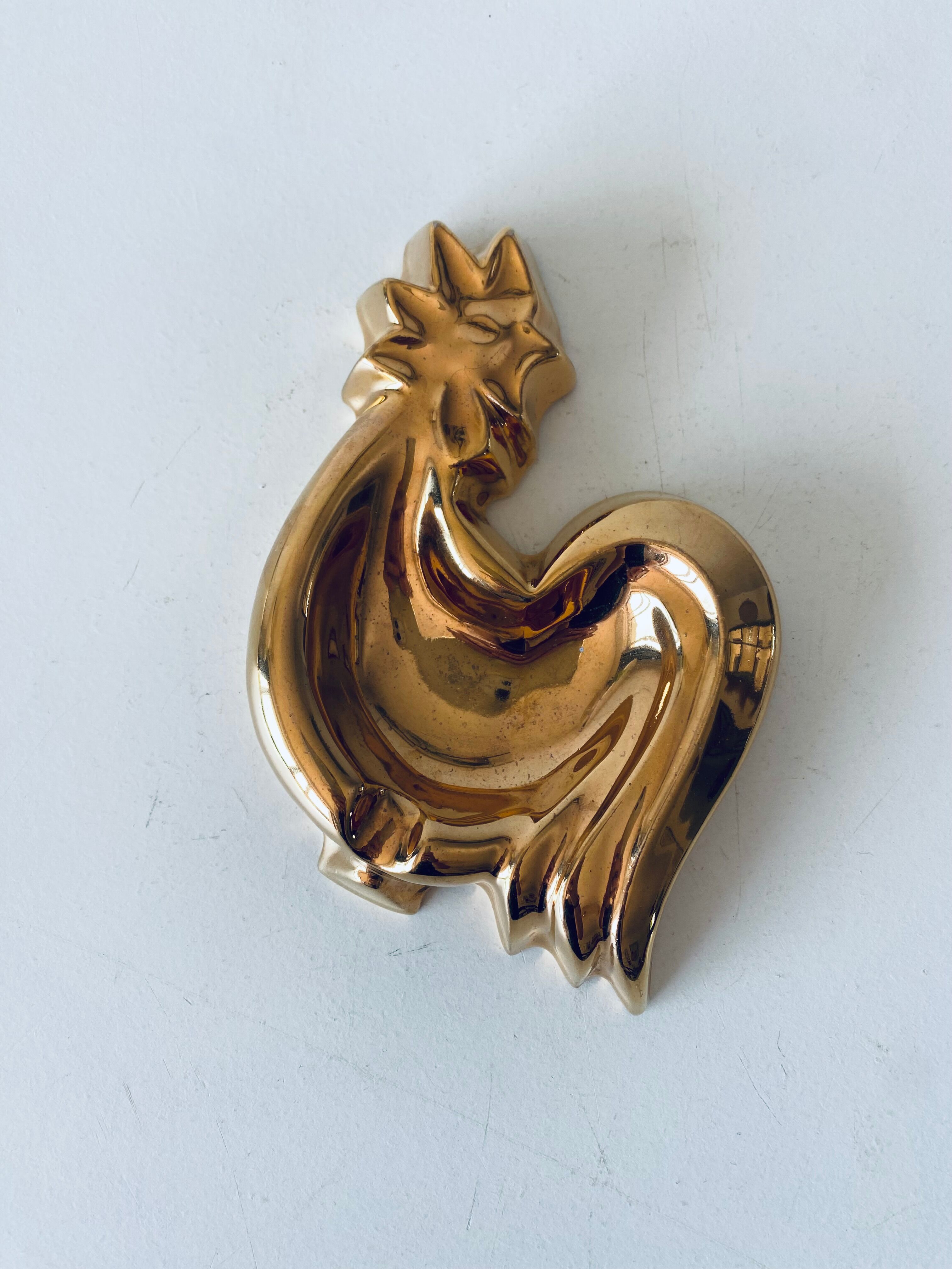 Vintage rooster in gilded ceramic