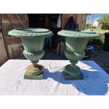 Pair of 19th-century cast iron Medici vases