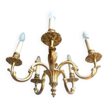 Antique gilded bronze chandelier in Louis XVI style, 5 lights, in working condition.