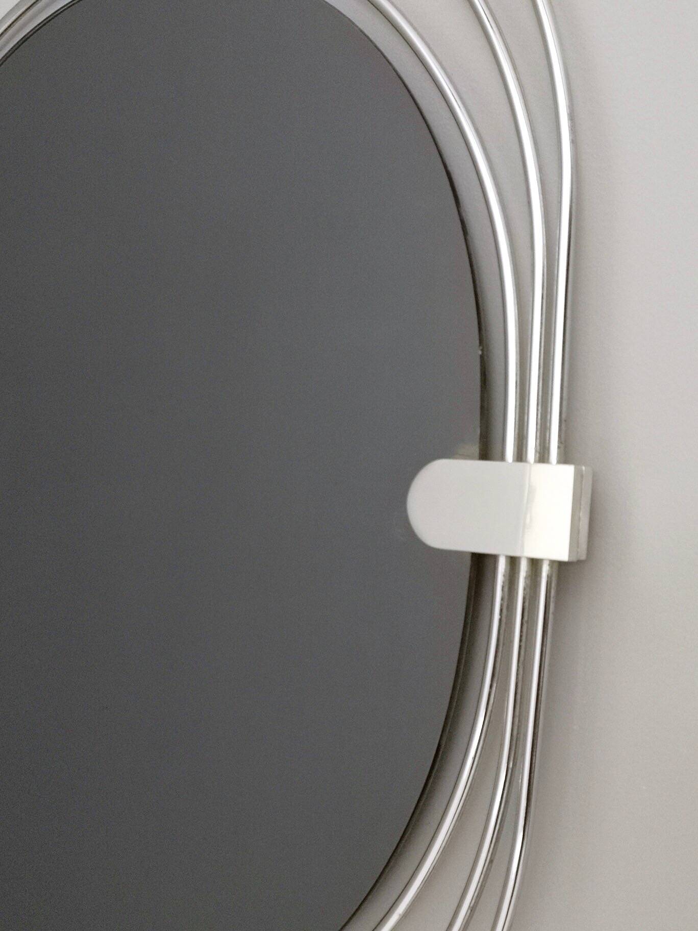Smoked Wall Mirror with a Triple Chrome-Plated Metal Frame, Italy