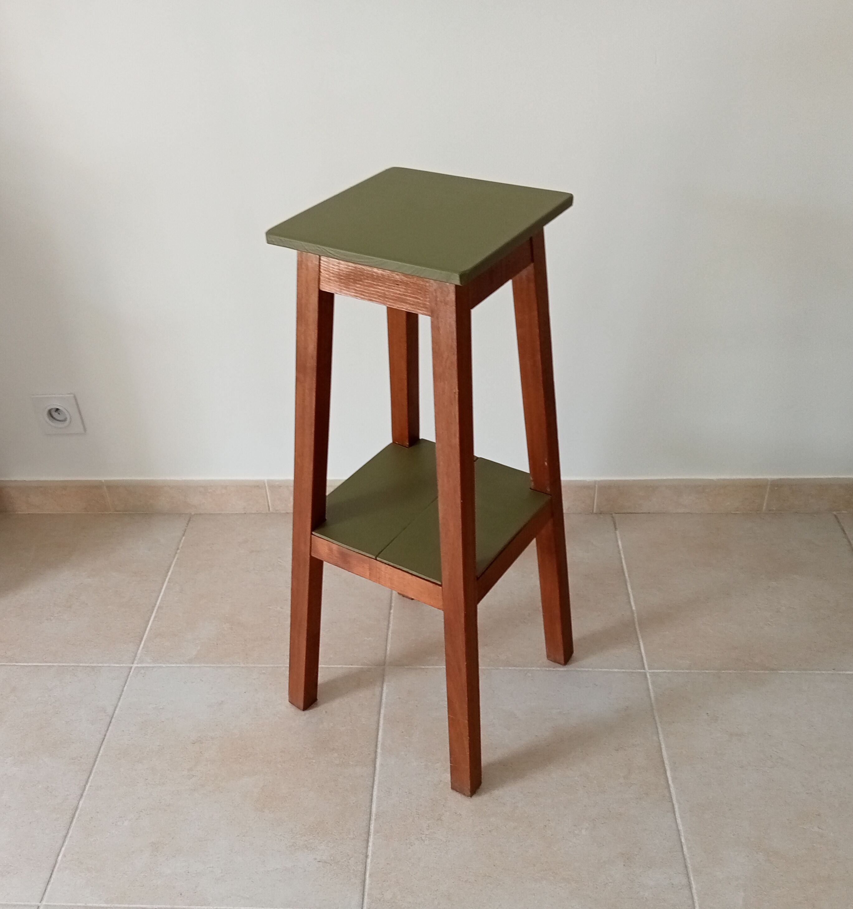 Vintage solid wood high stool
