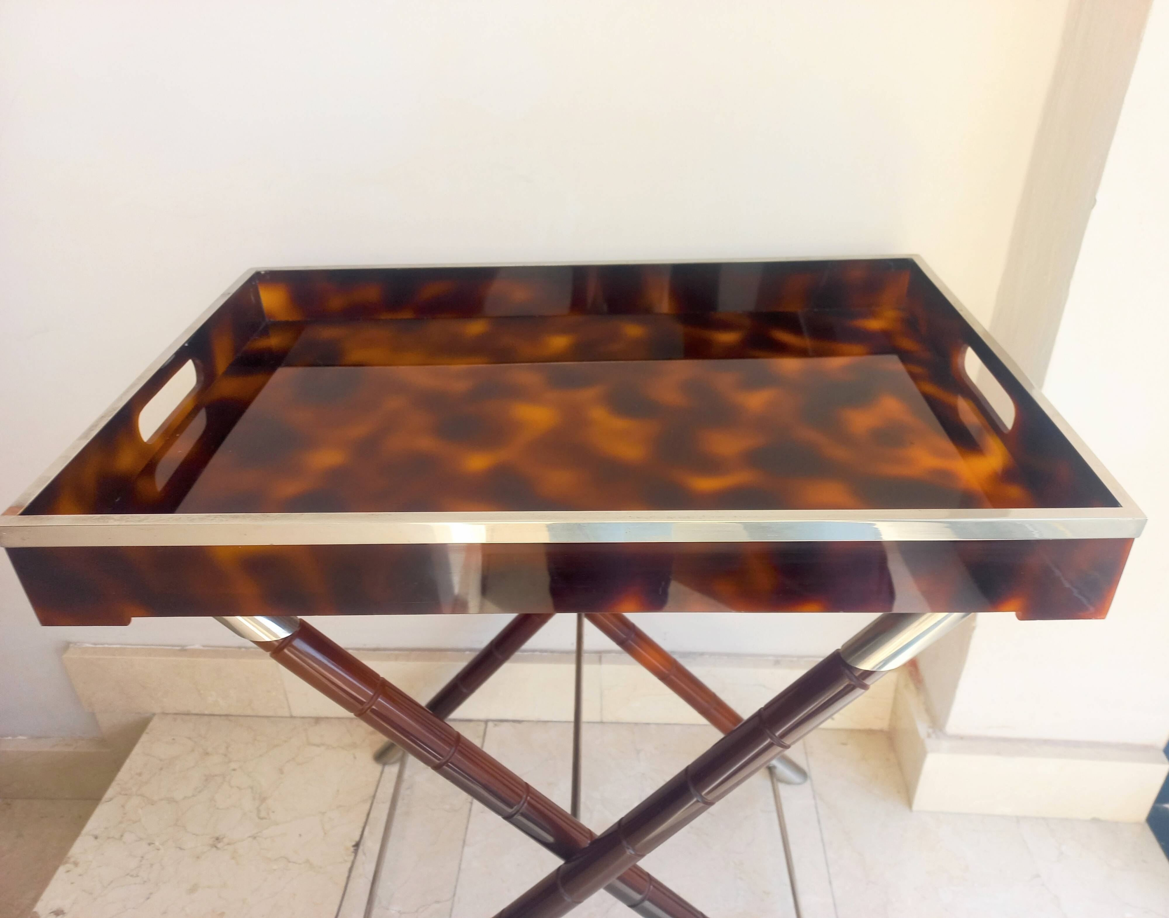Faux tortoise shell serving tray