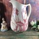 Pitcher jug or white broc decorated with pink flowers magnolia shabby chic