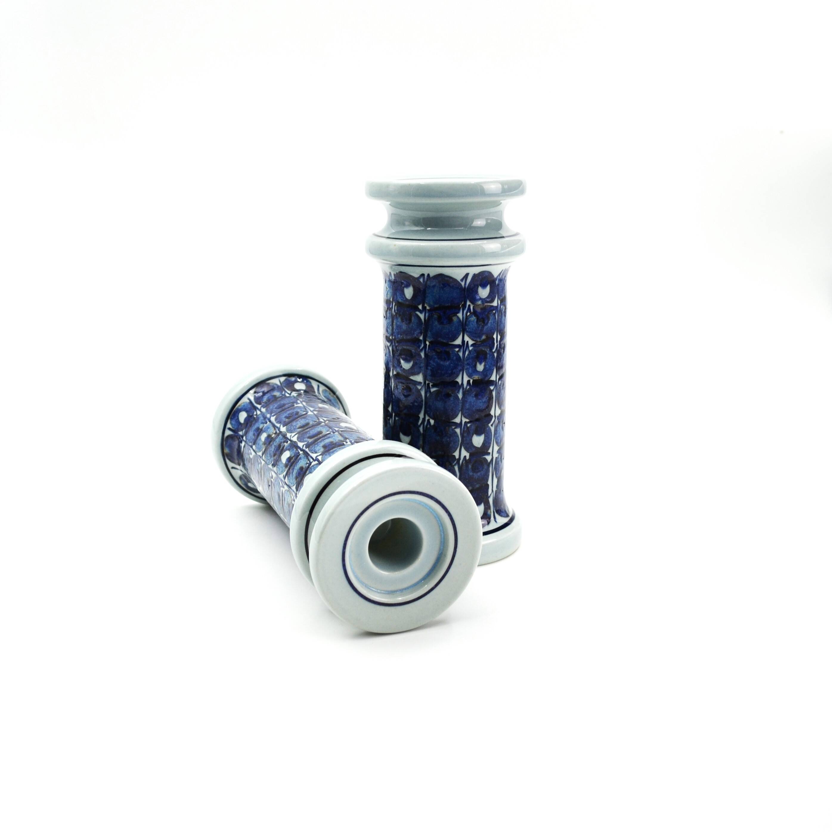 Pair of earthenware candlesticks from the Tenera series by Grete Helland-Hansen for Royal Copenhagen