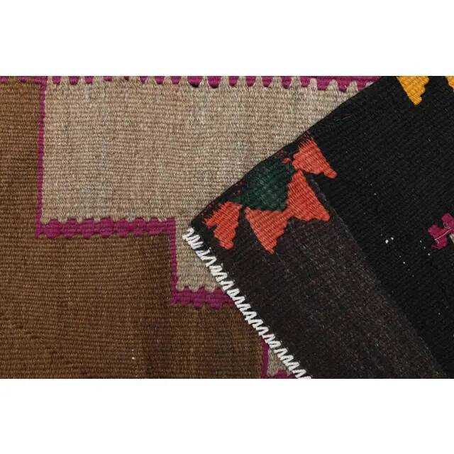 1970s vintage Turkish Oushak handmade wool cotton brown area rug 180x345