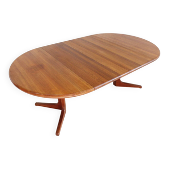 Vintage Danish round extendable dining table solid teak 1960s