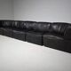 Modular canapé De Sede DS-15 in original black buffalo leather, 1970s.