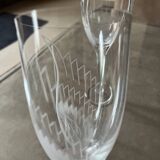 Set of two champagne glasses, crystal, Lalique France, angel model.