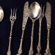 Set 11 of old cutlery with silver metal desert