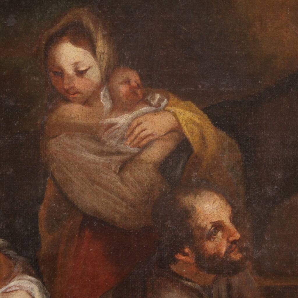 18th century Italian landscape painting with family scene