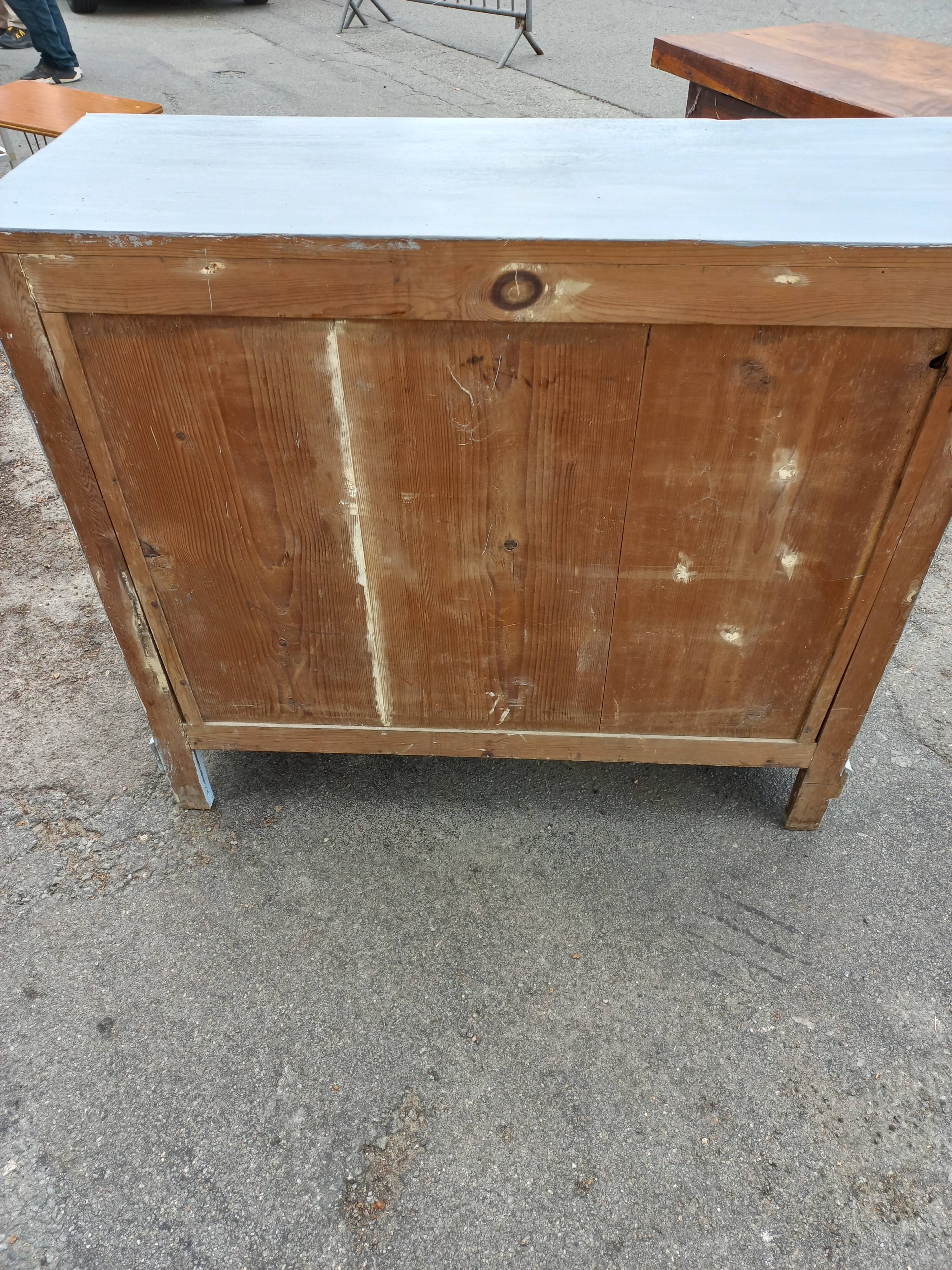 Parisian buffet old gray patina 2 doors 2 drawers