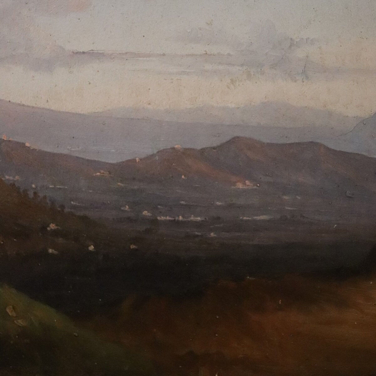 Panoramic view of Naples, oil painting on canvas, Italy 19th century