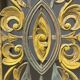 Rectangular Indonesian construction element with blue and yellow plant in carved wood