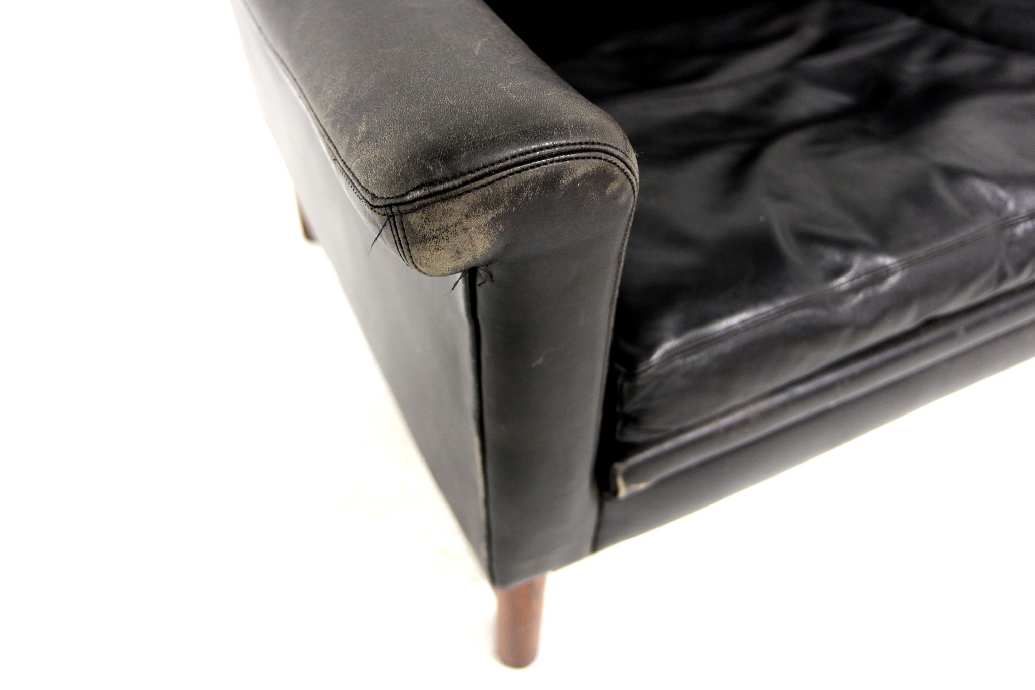 Scandinavian leather sofa 2 seater, Sweden, 1950