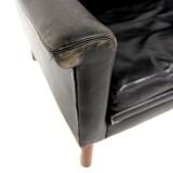 Scandinavian leather sofa 2 seater, Sweden, 1950