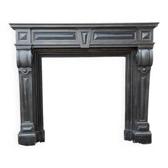 Large Napoleon III fireplace in black Belgian marble, circa 1880