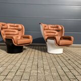 Joe Colombo Elda chair Longhi, Cognac leather in new condition!