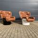 Chaise Joe Colombo Elda Longhi, cuir Cognac à l'état neuf !