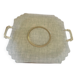 Plat de service carré jaune transparent vintage