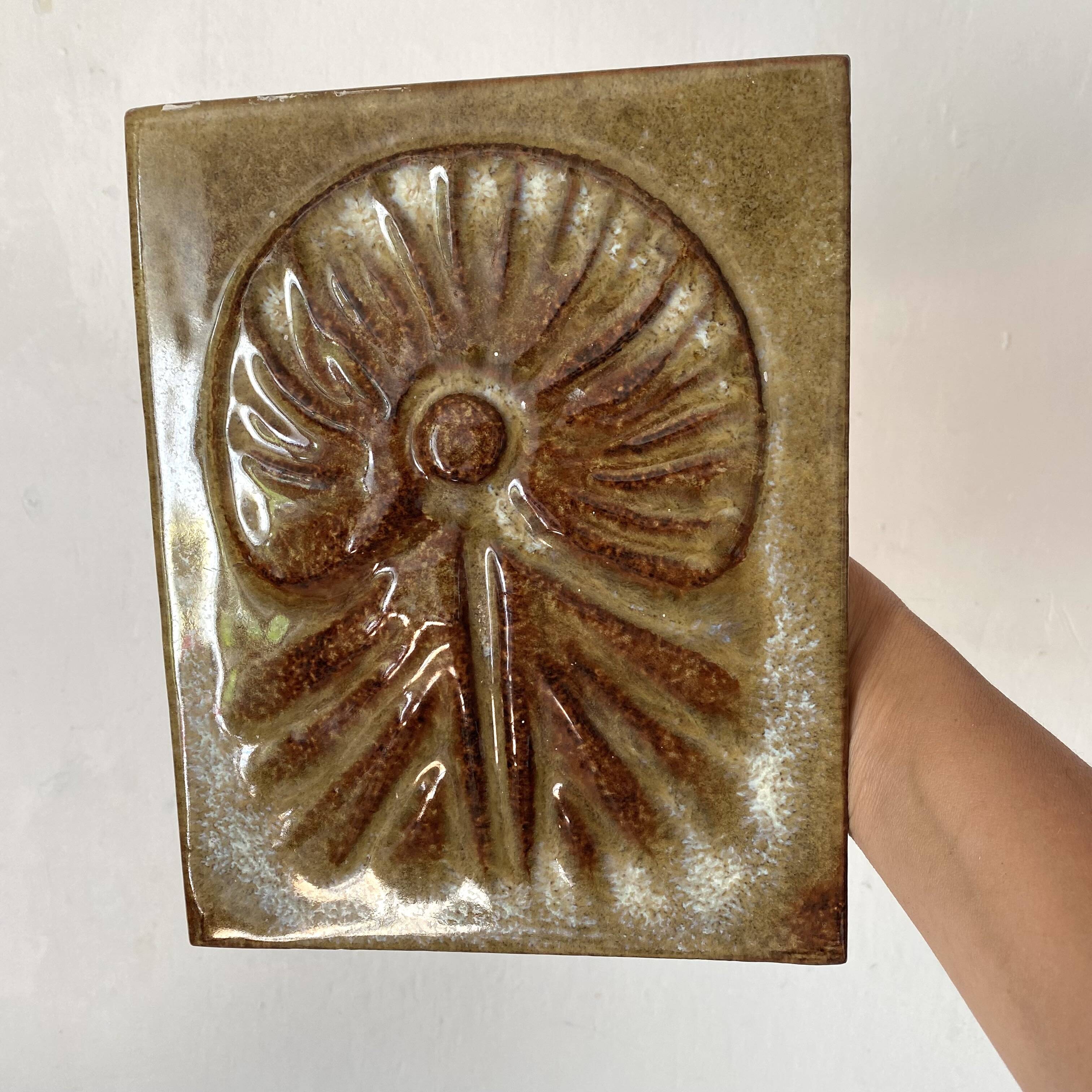 70s relief ceramic tile