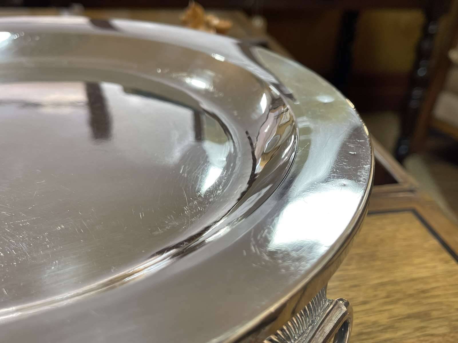 Silver metal dish warmer