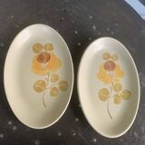 Two Loire ceramic serving dishes 1713 Saint Amand France earthenware, vintage hand painted