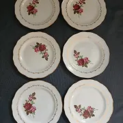 6 antique flat plates in porcelain