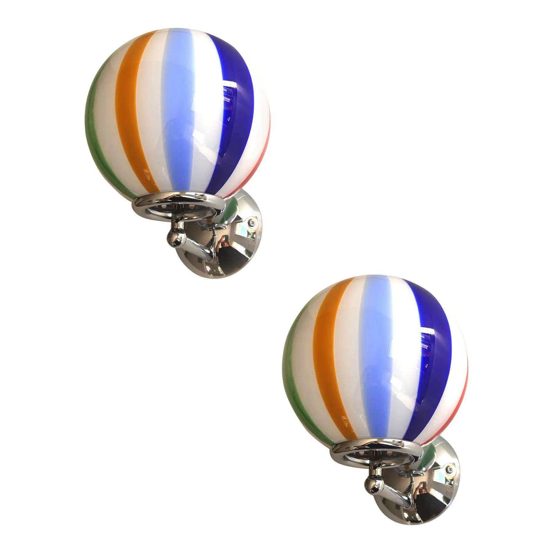 Set of Two Contemporary Multicolor "Rods" Murano Glass Wall Sconces