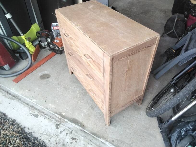 Sanded wooden chest of drawers