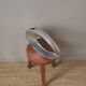 Single-flower vase in cast aluminum, space age design, silver metal