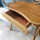 Old rattan hairdresser with stool