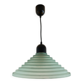 Lampe de plafond vintage en verre alvéolé vert aqua, lampe postmoderne des années 1980.