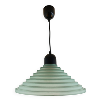 Vintage Aqua Green Honeycomb Glass Ceiling Lamp, 1980s Postmodern lamp
