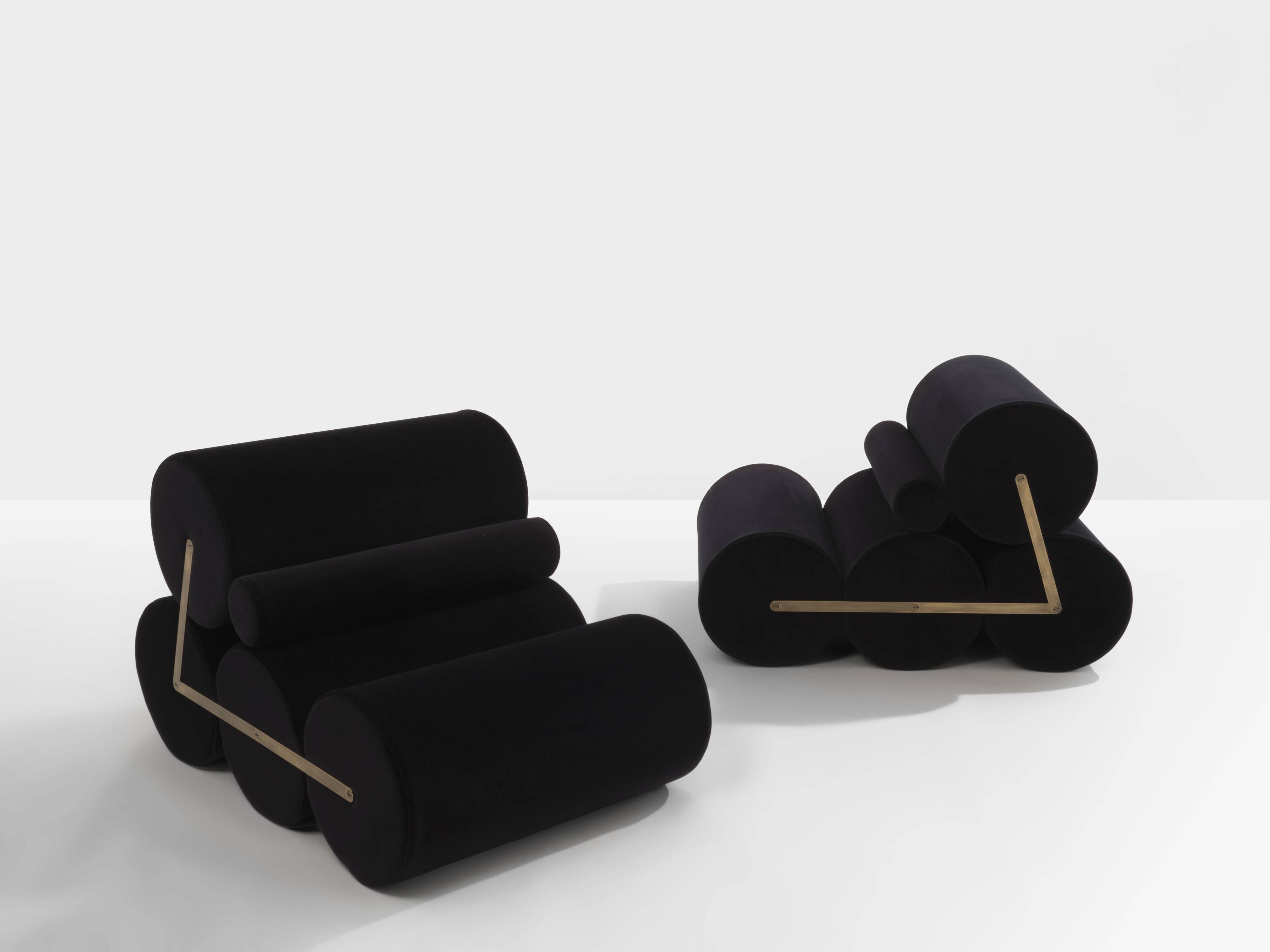 Pair of black velvet armchairs by Auro Trivellato for ALI 1972