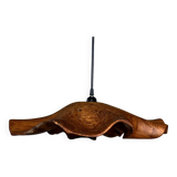 Large pendant light in corrugated teak leaf (Large D:60 H:20)