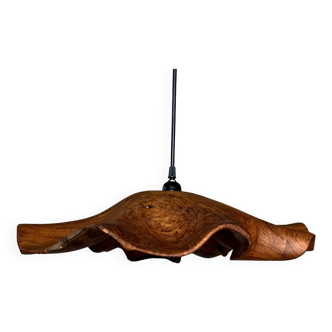 Large pendant light in corrugated teak leaf (Large D:60 H:20)