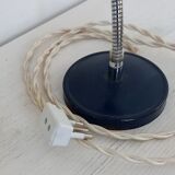 Flexible bedside lamp in blue lacquered sheet metal and stainless steel, edition of the 70s.