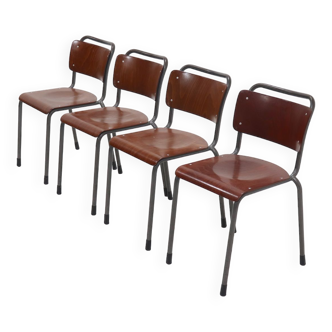 Set of 4 Vintage Gispen 106 Chairs TU Delft 1950s