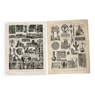 Réservé Mona - Lot de 2 planches illustrées sur l’Inde XXe s