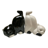Porcelain cat bookends