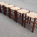Set of 6 straw stools