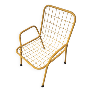 Chaise vintage pour enfant metallique jaune
