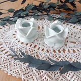 Lot de 2 bougeoirs fleurs en céramique