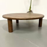 Duo of large modernist tripod coffee tables